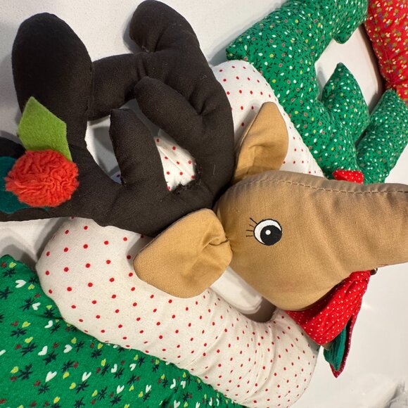 VTG Christmas Noel Banner Quilted Stuffed Wall Decor Reindeer Rudolph Handmade - Picture 5 of 8